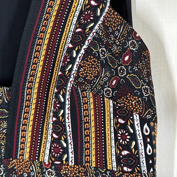 A.L.C. Hayley Tiered Silk Scarf-Print Midi Dress SZ 4 Black Brown Gold - Picture 4 of 13